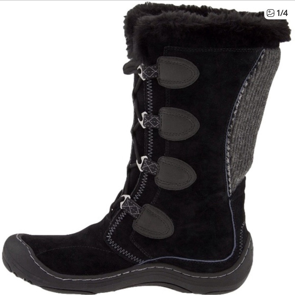 Clarks Privo‎ Boots Women Sz 7 Black Winter Snow Waterproof Leather Lace-up EUC